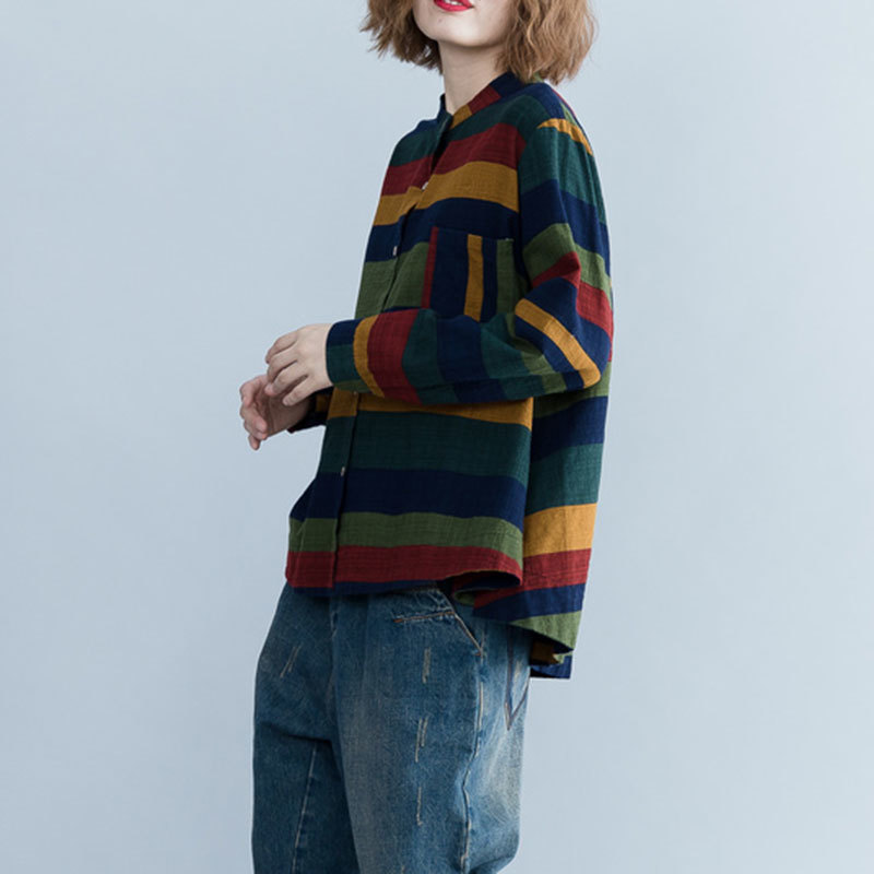 Women Shirt Long Sleeve Cotton Striped Blouse Spring Femme Lady Loose Clothing Casual Top Quality Blusas Feminina A368 210512