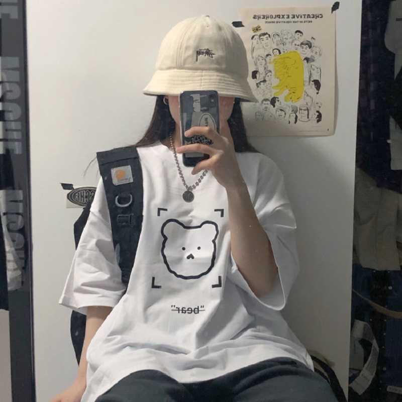 Korea Ulzzang bear cartoon print tees punk casual loose hip hop Harajuku tops plus size kawaii clothing gothic female t-shirt 210608
Korea Ulzzang bear cartoon print tees punk casual loose hip hop Harajuku tops plus size kawaii clothing gothic female t-shirt 210608