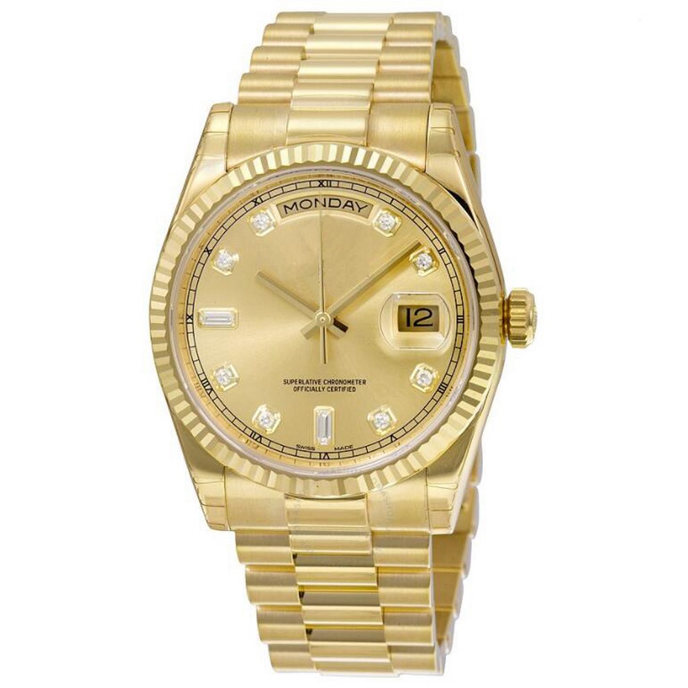 Watch Mens DAYDATE 41 self-winding mechanical movement Champagne dial Fluted bezel Concealed folding Crown Luminous Wristwatches, Slivery;brown
Watch Mens DAYDATE 41 self-winding mechanical movement Champagne dial Fluted bezel Concealed folding Crown Luminous Wristwatches, Slivery;brown