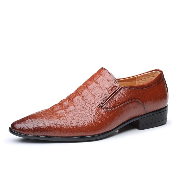 New England Pointed Business Fashion Crocodile Lines Tide Men's Shoes Low Help Classic Leather Shoes Casual Single Shoes