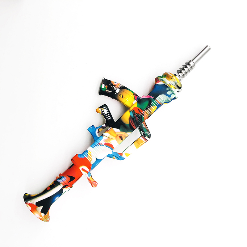Silicone nector collector New Printed AK shape Removable hookah pipes with titanium tip smoking for smoke unbreakable
Silicone nector collector New Printed AK shape Removable hookah pipes with titanium tip smoking for smoke unbreakable