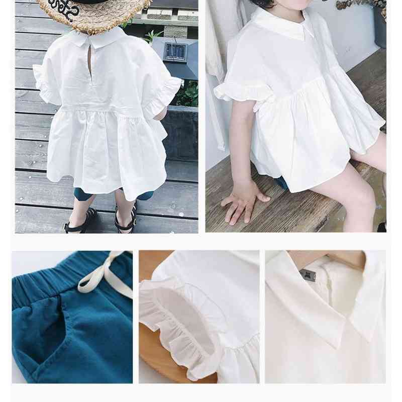 Korean style girls cute clothes set white loose Blouse + shorts 2pcs suits baby girl kids casual outfits 2-6Y children clothing 210508