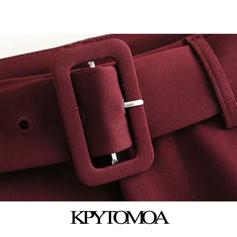 Stylish Office Wear High Waisted Pants Women Fashion Zipper Fly With Belt Pockets Female Ankle Trousers Pantalones 210420