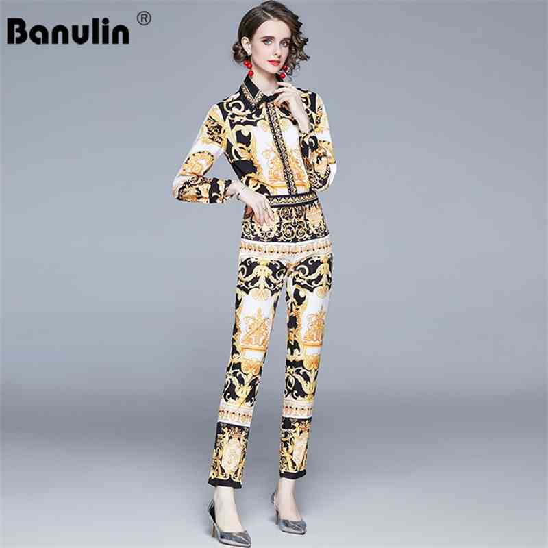 Banulin Fashion Runway Designer Suit Set Women's Long Sleeve Retro Pattern Print Blouse Tops and Pencil Pants 2 Piece s 210603, Mixed color
Banulin Fashion Runway Designer Suit Set Women's Long Sleeve Retro Pattern Print Blouse Tops and Pencil Pants 2 Piece s 210603, Mixed color