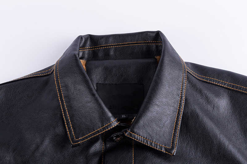 Men's Winter Fleece PU Jacket Leather Coat Autumn Slim Fit Faux Leather Motorcycle Jackets Male Fashion Outwear Plus Size L-6XL 211018