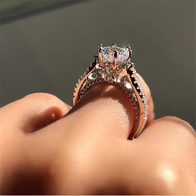 Choucong Brand Luxury Jewelry Simple Fashion Jewelry Real 925 Sterling Silver Round Cut White Topaz CZ Diamond Party Gemstones Women Wedding Bridal Ba