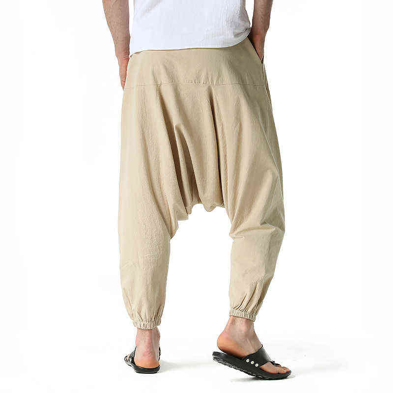 Cotton Joggers Men Baggy Hippie Boho Gypsy Aladdin Cargo Pants Yoga Harem Pants 0413-4 211112
