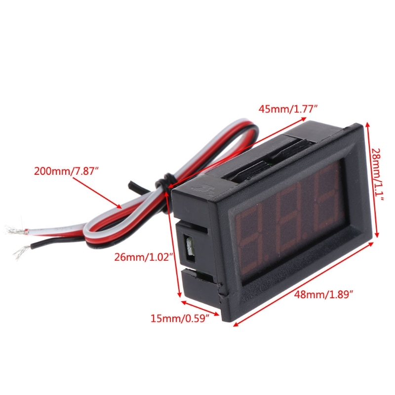 Dc 0-100V 3-wire Voltmeter Led 0.56in Digital Voltage Meter Panel Monitor Tester Tool