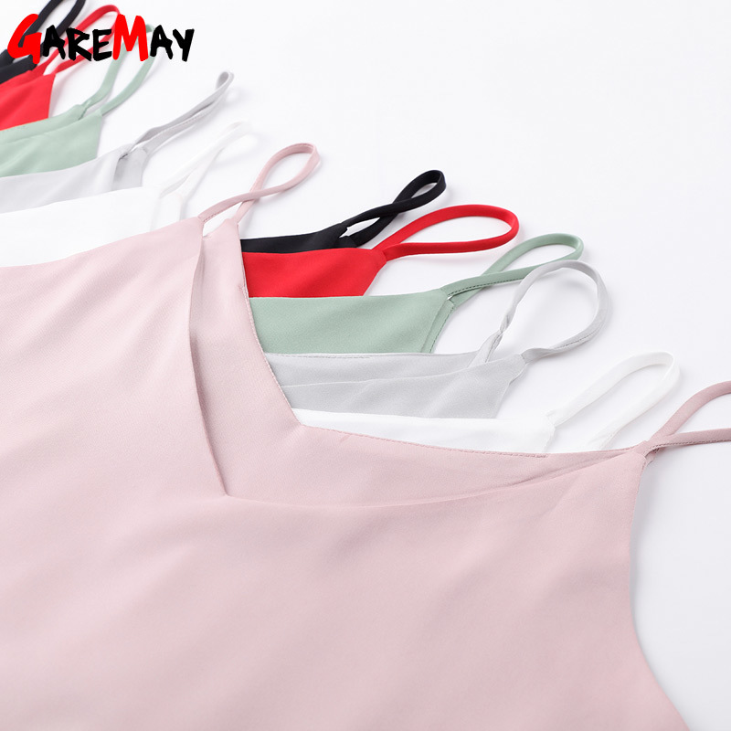 Women Tank Top Camisole Summer Loose s Halter Sleeveless Silk Elastic Camiseta Tirantes Mujer GAREMAY 210428