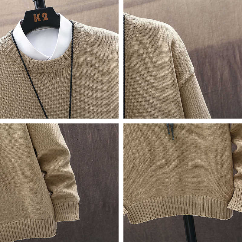 Mens Casual Streetwear Harajuku Sweater Vintage Retro Knitted Sweater Autumn Cotton Pullover man 211008