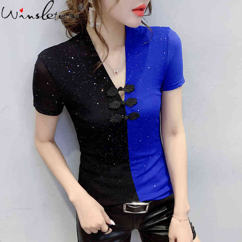 Women's T-Shirt Summer Korean Style Vintage Girls Fashion Sexy Shiny V-Neck Button Color Block Women Tops Short Sleeve Tees 2021 T, Leoprd tshirt
Women's T-Shirt Summer Korean Style Vintage Girls Fashion Sexy Shiny V-Neck Button Color Block Women Tops Short Sleeve Tees 2021 T, Leoprd tshirt