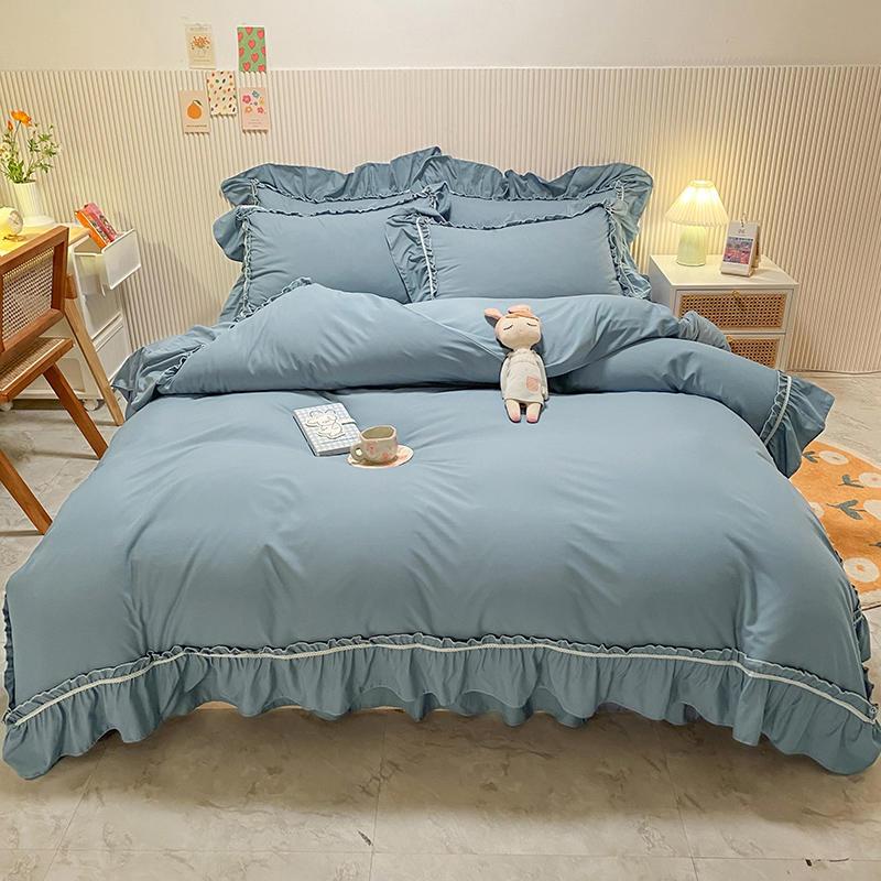 Bedding Sets 4Pcs Thickened Buffing Solid Lace Luxury King Size Duvet Cover Set Bed Skirt Pillowcase Bedclothes
Bedding Sets 4Pcs Thickened Buffing Solid Lace Luxury King Size Duvet Cover Set Bed Skirt Pillowcase Bedclothes