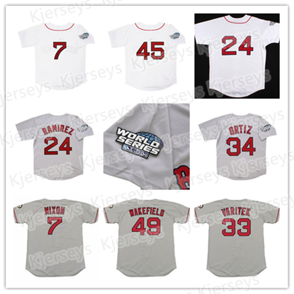Custom 2004 Retro Manny Ramirez Jersey David 34 Ortiz 7 Trot Nixon 45 Pedro Martinez 49 Tim Wakefield 33 Jason Varitek Grey White Vintage Ba, Blue;black
Custom 2004 Retro Manny Ramirez Jersey David 34 Ortiz 7 Trot Nixon 45 Pedro Martinez 49 Tim Wakefield 33 Jason Varitek Grey White Vintage Ba, Blue;black