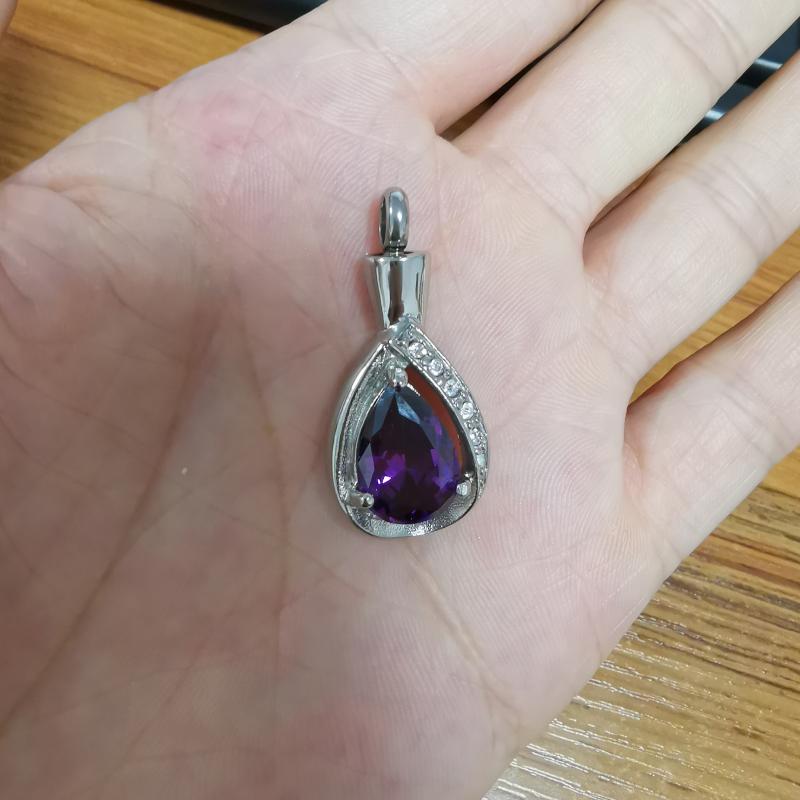 Pendant Necklaces X026 Purple Stone Est Teardrop Urn Necklace Stainless Steel Cremation Jewelry For Human/ Animal Ashes Keepsake
Pendant Necklaces X026 Purple Stone Est Teardrop Urn Necklace Stainless Steel Cremation Jewelry For Human/ Animal Ashes Keepsake