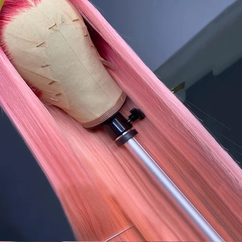Free shipping 180%Density Soft Long Straight Brazilian Pink Color Wigs Glueless Synthetic Lace Front Wig For Black Women With Baby Hair Cosplay/Party