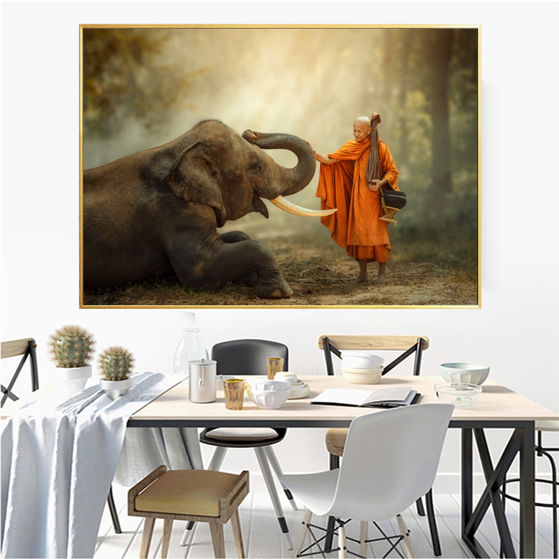 HD Thailand Printing Painting Elephant Monk Walking Hiking with Canny Elephant in Forest For Bedroom Home Decor
HD Thailand Printing Painting Elephant Monk Walking Hiking with Canny Elephant in Forest For Bedroom Home Decor