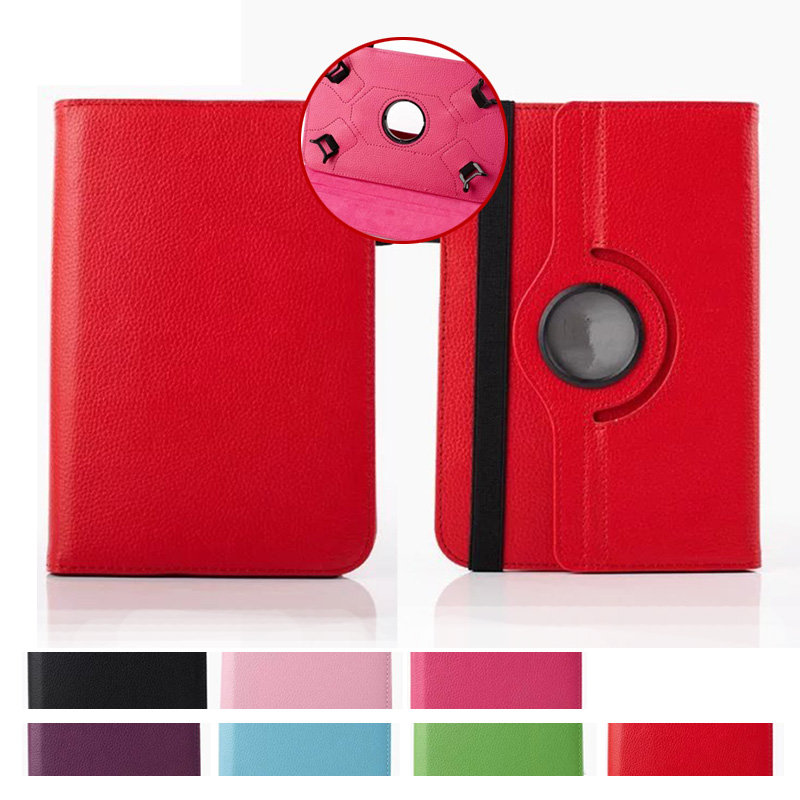 Universal 360 Degree Rotating Adjustable Flip PU Leather Stand Tablet Shockproof Protetive Case Solid Color Wallet Cover For 7 8 9 10 10.1 10.2 inch T