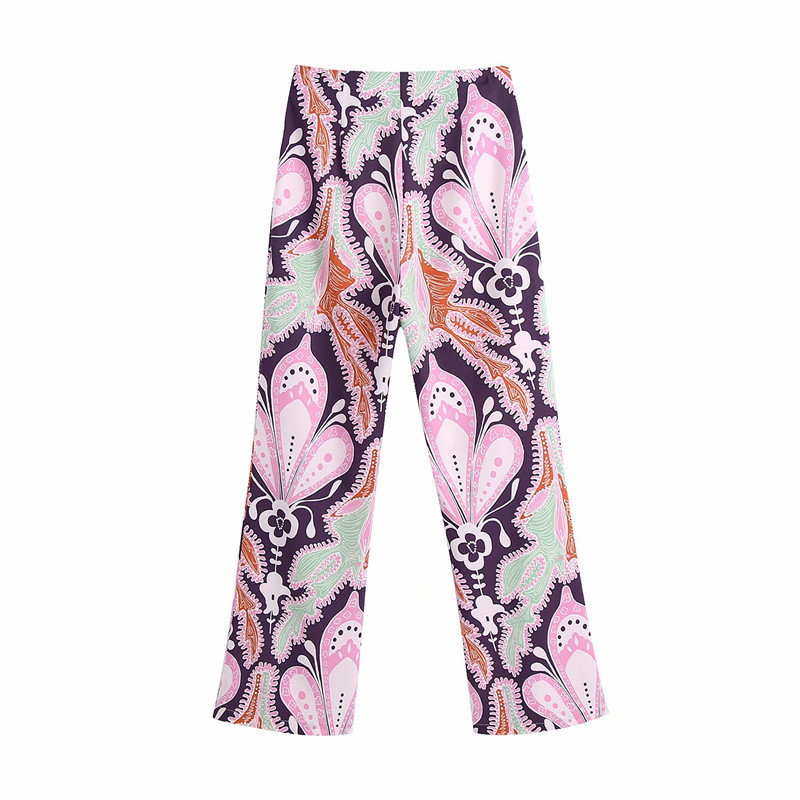 Casual Women High Waist Straight Pants Spring-autumn Fashion Ladies Chinese Style Female Printed Trousers 210515