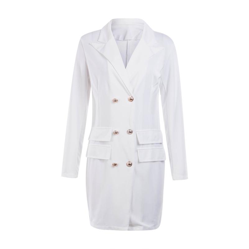Elegant Professional Mini Woman Ladies Suits Dress Double-breasted Blazer Jacket OL Buttons Coat Notched Cardigan Tops Women's & Blazers