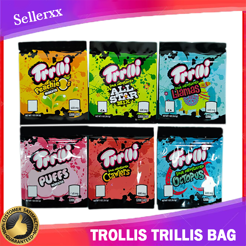 TROLLIS TRILLIS Bag 600mg Edibles Mylar Package Smell Proof Infused Gummies Pouch Zipper Packaging 12 Colors
TROLLIS TRILLIS Bag 600mg Edibles Mylar Package Smell Proof Infused Gummies Pouch Zipper Packaging 12 Colors