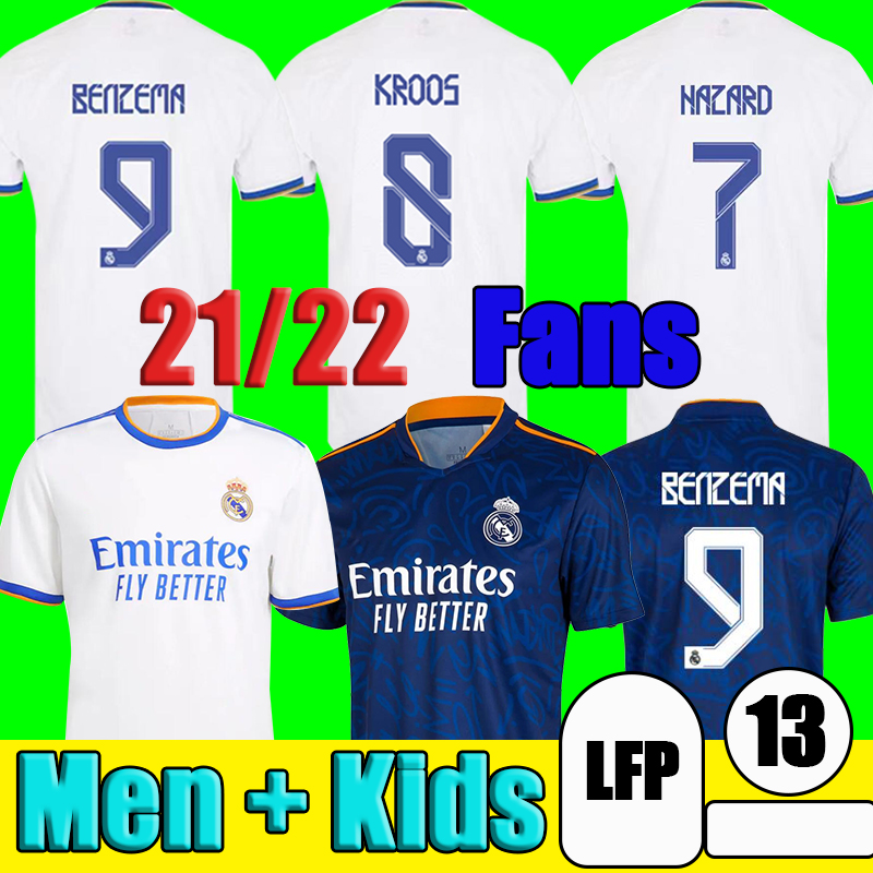 21/22 Real Madrid Soccer Jersey Away Blue Adult #9 BENZEMA #10 MODRIC #8 KROOS #20 VINI JR. Home white Soccer Shirt 2021/2022 #25 CAMAVINGA Football Uniforms fútbol Kids Kit, No name no number
21/22 Real Madrid Soccer Jersey Away Blue Adult #9 BENZEMA #10 MODRIC #8 KROOS #20 VINI JR. Home white Soccer Shirt 2021/2022 #25 CAMAVINGA Football Uniforms fútbol Kids Kit, No name no number