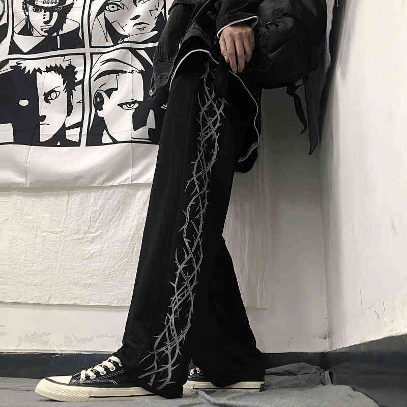HOUZHOU Pants Women Printed Loose Unisex Couples Trousers Harajuku Streetwear Hip Hop Vintage Korean Fashion Wide Leg 211115