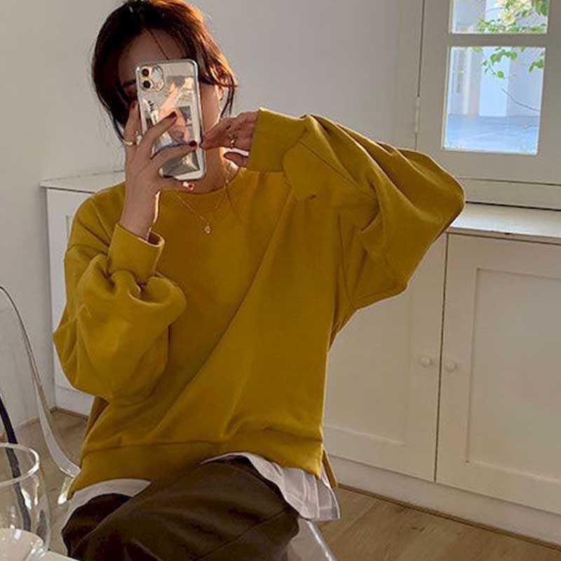 splicing fake two-piece round neck women autumn hoodies casual Korean version loose all-match tops trendy hoo 210526, Mustard yellow
splicing fake two-piece round neck women autumn hoodies casual Korean version loose all-match tops trendy hoo 210526, Mustard yellow