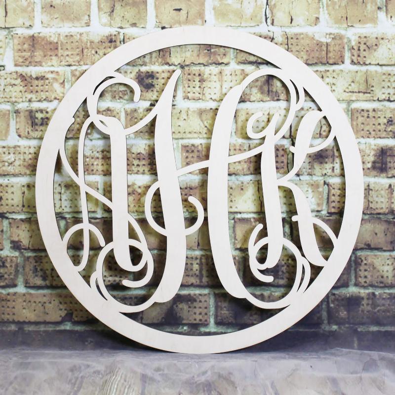 Circle Vine Unfinished Wood Letters Cutout DIY Decor Nursery Novelty Items