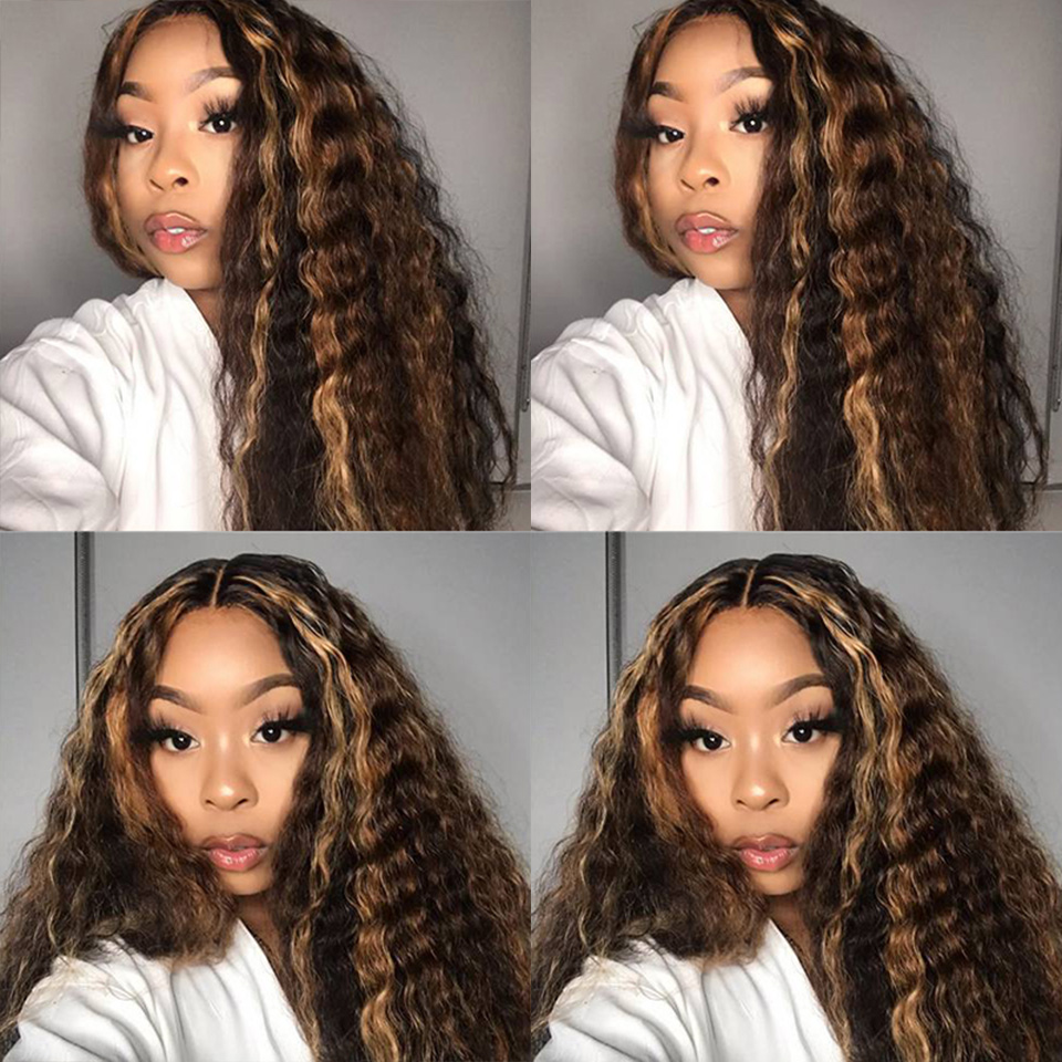 Short Kinky Curly Wig With Baby Hair For Black Women Synthetic Ombre Brown Glueless Cosplay Wigs High Temperature 10-14"