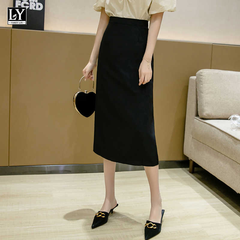 LY VAREY LIN Spring Summer Women Slim Fit OL Style Split Black Skirts Casual Female High Waist Solid Color Medium Long Skirt 210526
LY VAREY LIN Spring Summer Women Slim Fit OL Style Split Black Skirts Casual Female High Waist Solid Color Medium Long Skirt 210526
