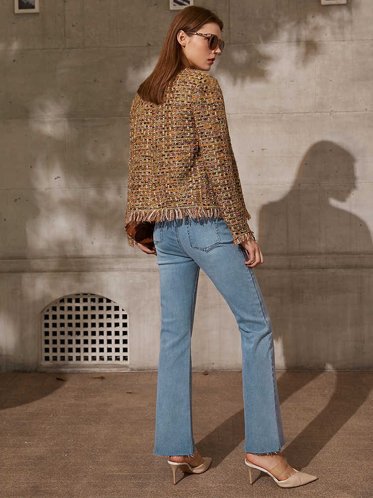 Minimalism Spring Summer Causal Jeans For Women Fashion High Waist Irregular Hem Pants Women's 12130046 210527