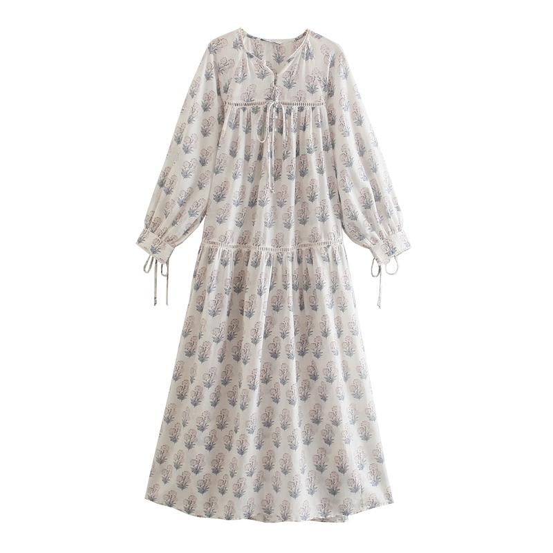Spring Vintage Hollow Out Patchwork Dress Puff Sleeve Lace Up Bow O neck Floral Long Beach Vacation Women 210525, Ivory
Spring Vintage Hollow Out Patchwork Dress Puff Sleeve Lace Up Bow O neck Floral Long Beach Vacation Women 210525, Ivory