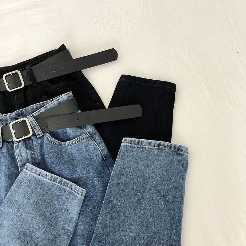 2021vintage high waist jeans women solid straight pants loose casual high street denim trousers pantalon femme plus size with belt, Blue
2021vintage high waist jeans women solid straight pants loose casual high street denim trousers pantalon femme plus size with belt, Blue