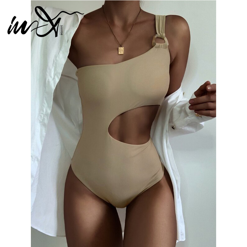 In-X Sexy one shoulder swimsuit one piece Cut out beige swimwear women Monokini Ring bathing suit one piece suit large size XL, X20sw4162-1 
In-X Sexy one shoulder swimsuit one piece Cut out beige swimwear women Monokini Ring bathing suit one piece suit large size XL, X20sw4162-1