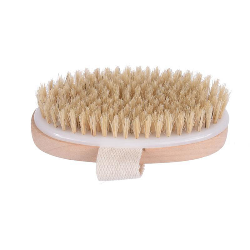 Wooden Oval Bath Brush Natural Boar Bristles Dry Body Brushes Exfoliating Massage Cellulite Treatment Blood Circulation WLL510 - view 6