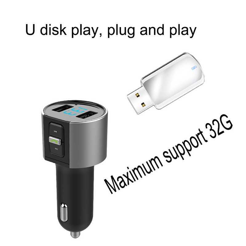 Transmitter Car Bluetooth Kit Mp3 charger handsfree with double USB charging port 5V/2A LCD disk broadcast AUX