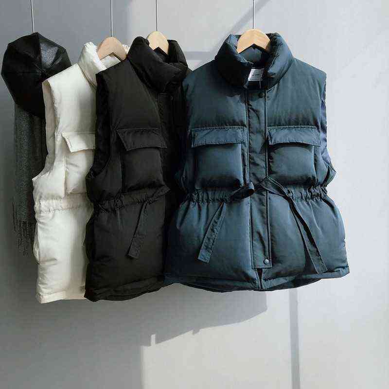 Winter Spring Warm Vest Korean Loose Coat Thickening Before Short and Long Waist Cotton Waistcoat Women Puffer Jacket 211105