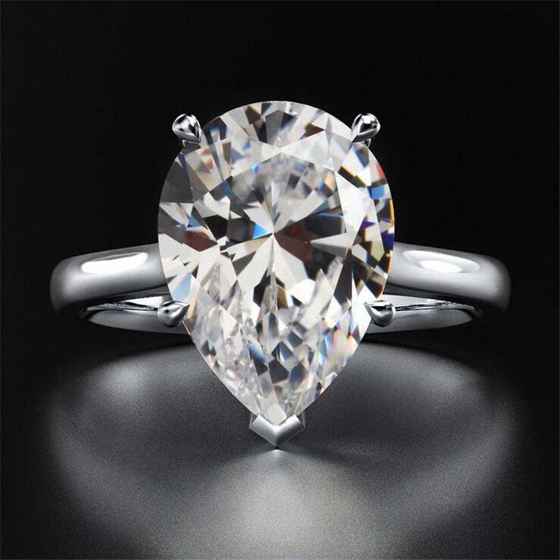 Choucong Ins Top Sell Solitaire Simple Fashion Jewelry Real 925 Sterling Silver 4CT Large Multi Color Water Drop Topaz CZ Diamond Gemstones Women Wedd