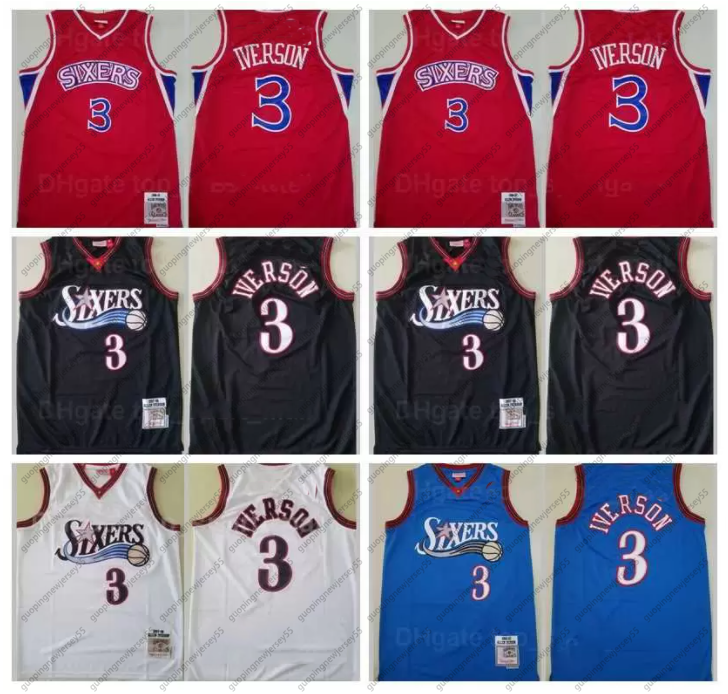 Men Mitchell and Ness Basketball Allen Iverson Jersey 3 Vintage Black White Red Blue Team Color Breathable Pure Cotton Top Quality, Black;red
Men Mitchell and Ness Basketball Allen Iverson Jersey 3 Vintage Black White Red Blue Team Color Breathable Pure Cotton Top Quality, Black;red