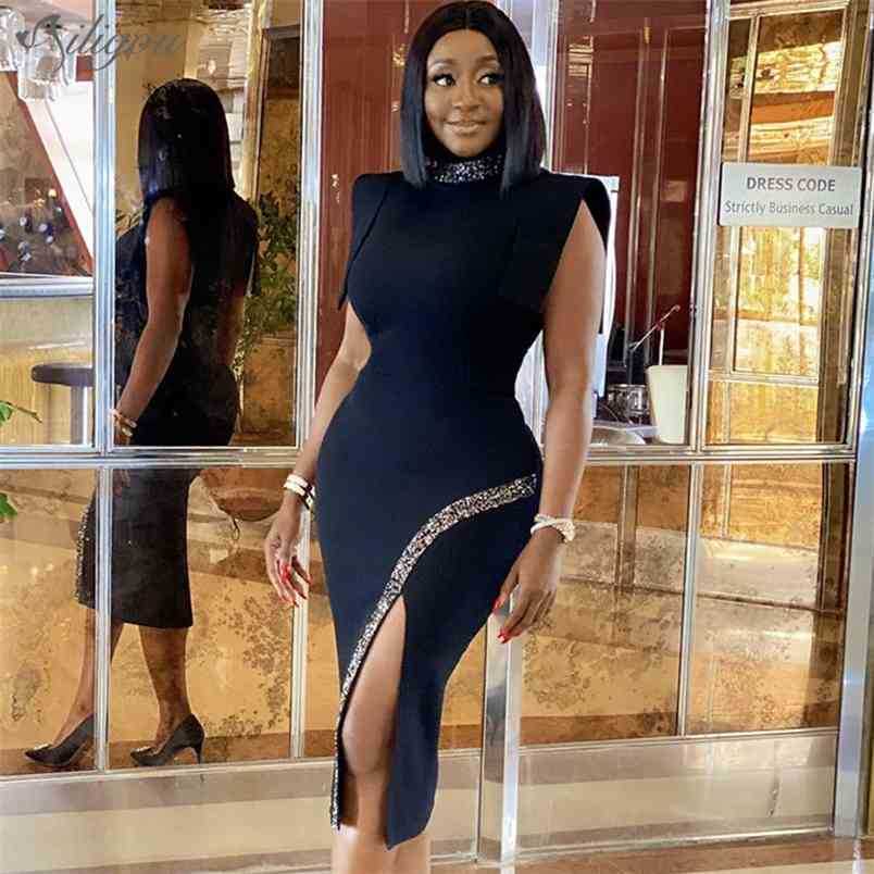 High Quality Summer Ladies Sexy Black Beaded Sleeveless Tight Split Rayon Bandage Dress Party Vestidos 210525
High Quality Summer Ladies Sexy Black Beaded Sleeveless Tight Split Rayon Bandage Dress Party Vestidos 210525