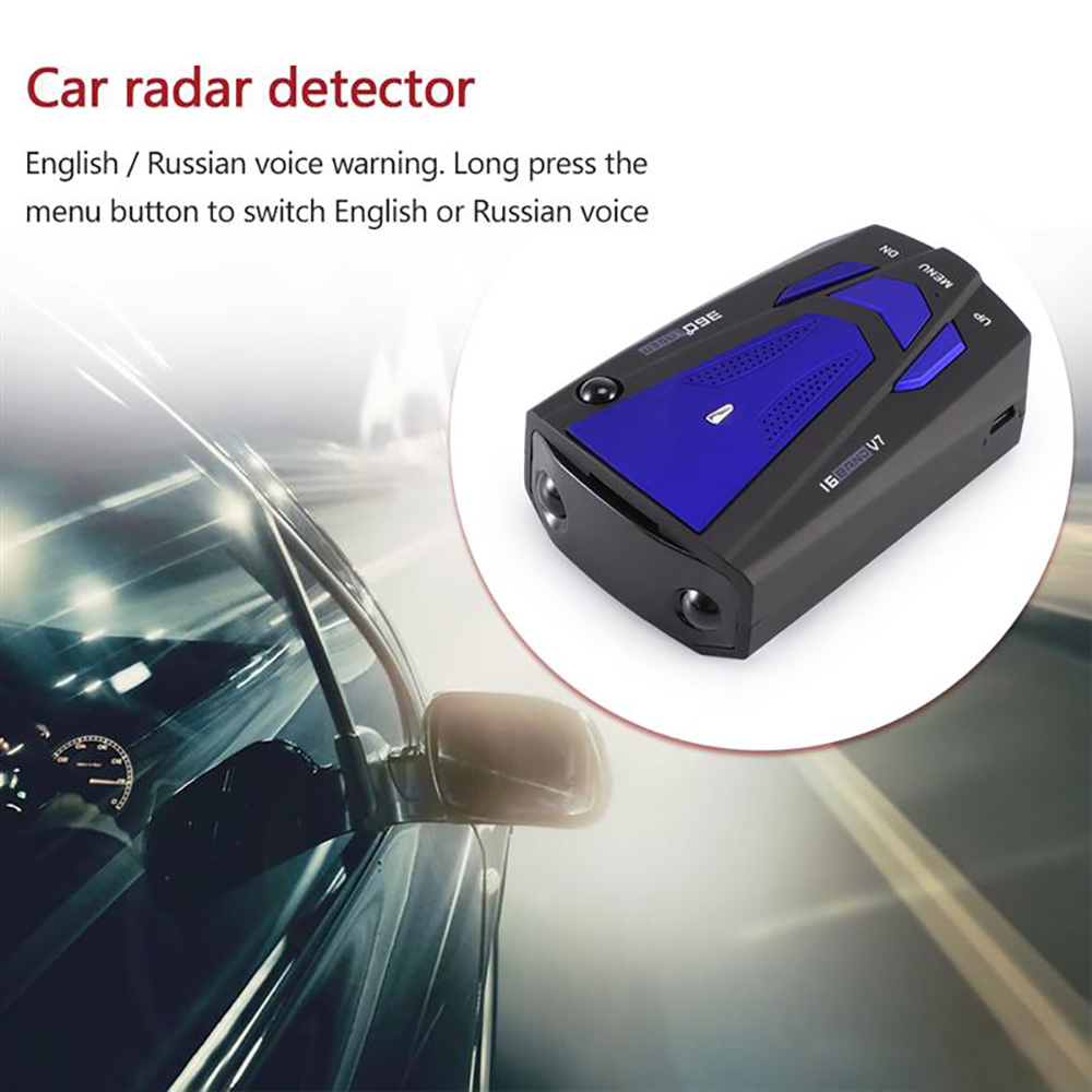 Car Radar Laser Detector Tool V7 16 Band LED Display Motion Speed Detection English Russian Thai Spanish Voice Alert