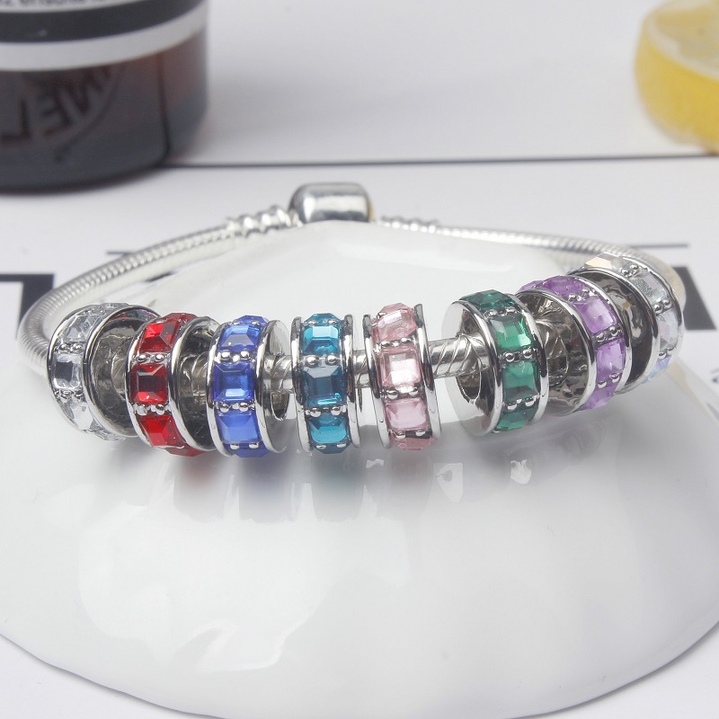 Fits Bracelets 30pcs Multicolour Crystal Spacer Silver Charms Bead Charm Beads For Wholesale Diy European Sterling Necklace Jewelry