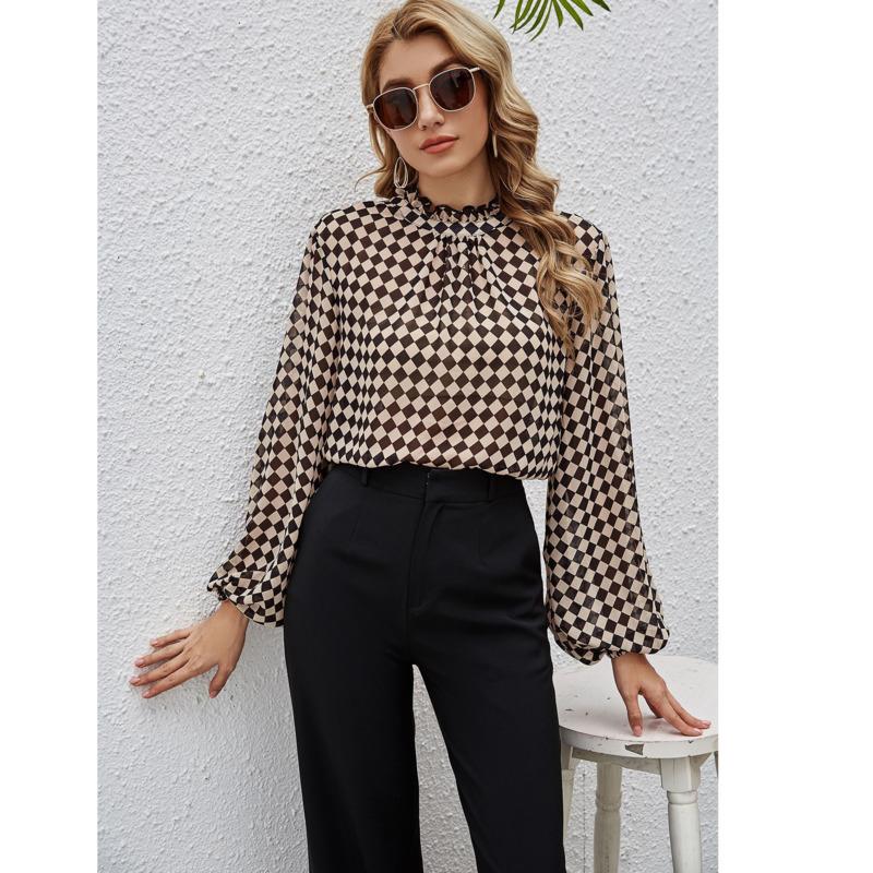 Women' Blouses & Shirts Lantern Sleeve Loose Chiffon Blouse 2021 Women Stand Collar Stylish Plaid Print Chic Casual, Khaki
Women' Blouses & Shirts Lantern Sleeve Loose Chiffon Blouse 2021 Women Stand Collar Stylish Plaid Print Chic Casual, Khaki