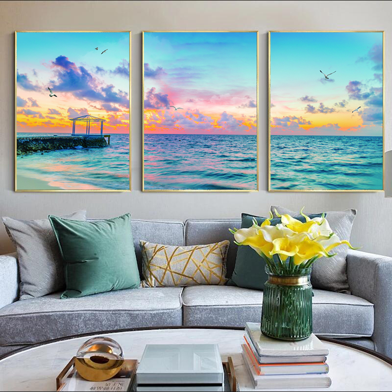 Sea Indoor Decoration Sky Clouds Posters Bridge Canvas Painting Wall Art Pictures For Living Room Modern Home Decor Landscape