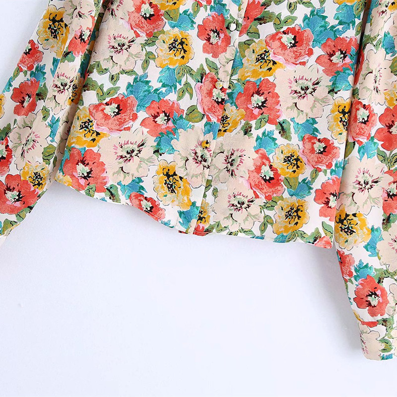Oversize Women Lapel Single Breasted Blouse Spring-autumn Fashion Ladies Casual Female Shirt Floral Print Top 210515