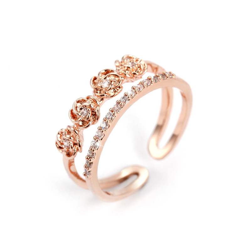 V-364 Double Layer Cute Romantic Rose Flower Rings RoseGold Ring S925 Sterling Silver Zircon Opening Adjustable Size Hand Jewelry, Slivery;golden
V-364 Double Layer Cute Romantic Rose Flower Rings RoseGold Ring S925 Sterling Silver Zircon Opening Adjustable Size Hand Jewelry, Slivery;golden