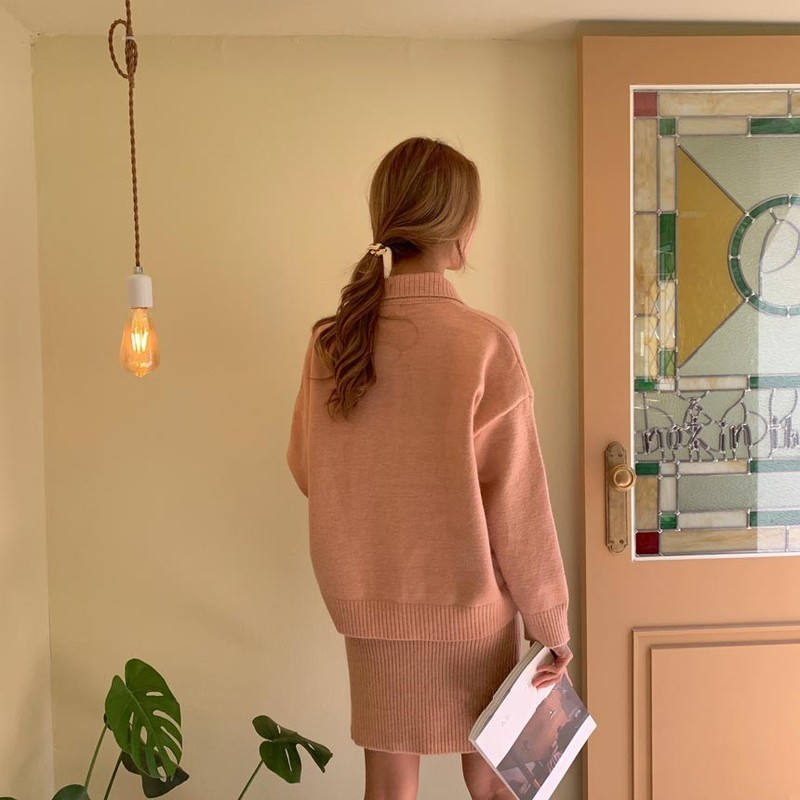 Nomikuma Korean Causal Knitted 2piece Sets Long Sleeve Sweater Cardigan Coat + High Waist Slim Mini Skirt New Outfits 6E565 210427