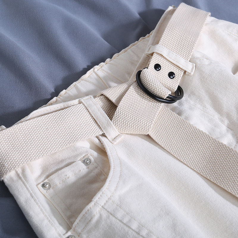 Summer Korea Fashion Women Loose Ankle-length Denim Harem Pants All-matched Casual Elastic Waist White Jeans S983 210512