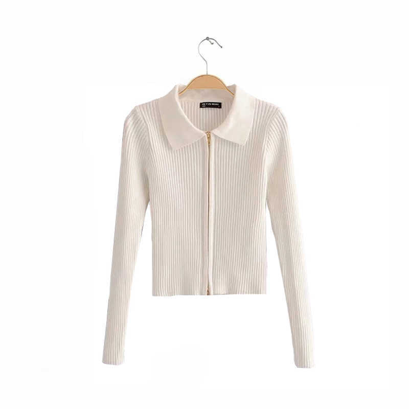 JMPRS Zipper Women Cardigans Sweater Sexy Autumn Long Sleeve Corpped Knitted Fashion Female Top Casual Slim Blouse 211011Z