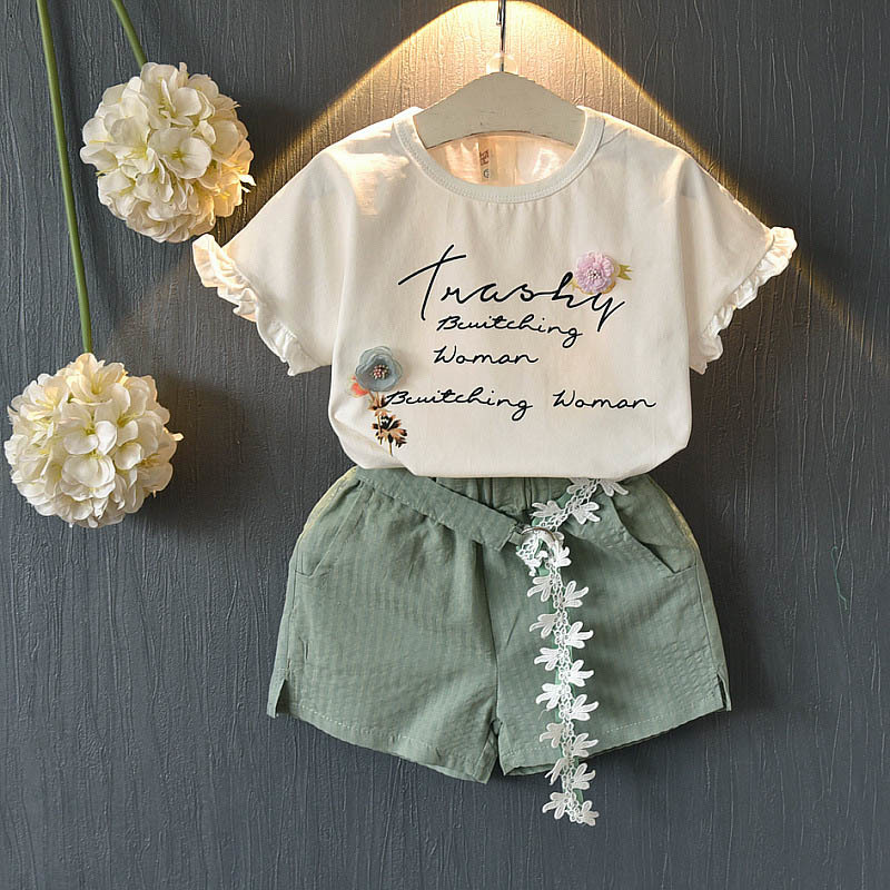 Girls Clothing Sets Summer Kids Girl Cool Outfits Strawberry Tops Shirts Shorts Suit Children 210429